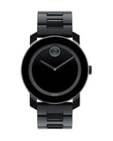 Movado Bold Black Dial Black Steel Strap Watch For Men - 3600047