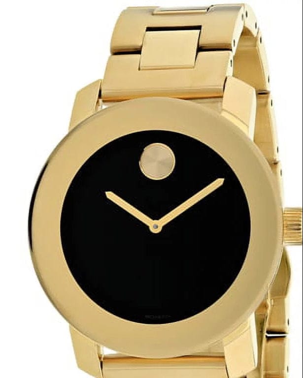 Movado Bold Black Dial Gold Steel Strap Unisex Watch - 3600397