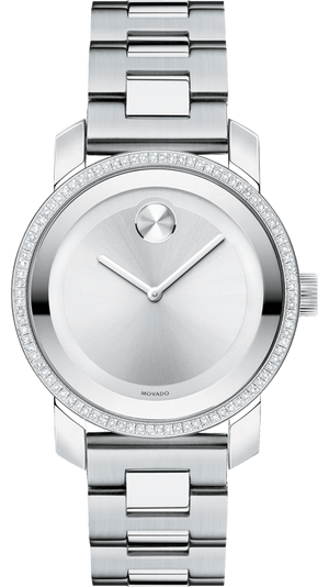 Movado Bold Diamonds Silver Dial Silver Steel Strap Watch for Women - 3600149