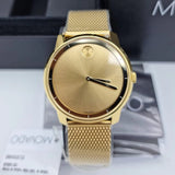 Movado Bold Gold Dial Gold Mesh Bracelet Watch For Men - 3600373
