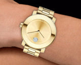 Movado Bold Gold Dial Yellow Gold Steel Strap Watch for Women - 3600104