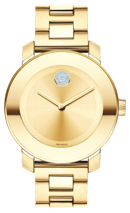 Movado Bold Gold Dial Yellow Gold Steel Strap Watch for Women - 3600104