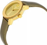 Movado Bold Gold Dial Brown Leather Strap Watch for Women - 3600437