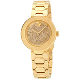 Movado Bold Crystal Gold Dial Gold Steel Strap Watch For Women - 3600492