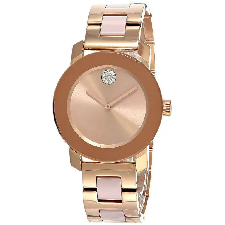 Movado Bold Rose Gold Dial Two Tone Steel Strap Watch for Women - 3600639