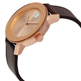 Movado Bold Rose Gold Dial Brown Leather Strap Watch for Men - 3600395