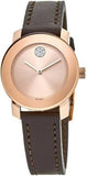 Movado Bold Rose Gold Dial Brown Leather Strap Watch For Women - 3600438