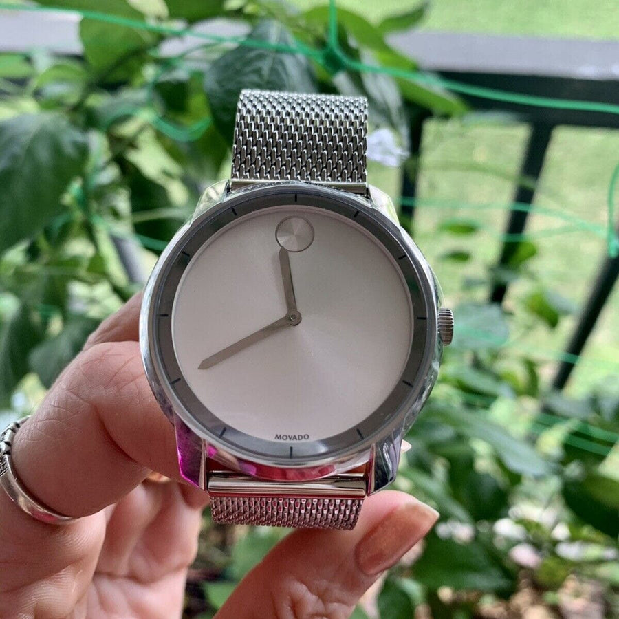 Movado Bold Silver Dial Silver Mesh Bracelet Watch For Men - 3600260