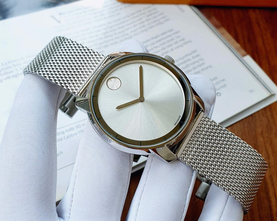 Movado Bold Silver Dial Silver Mesh Bracelet Watch For Women - 3600241