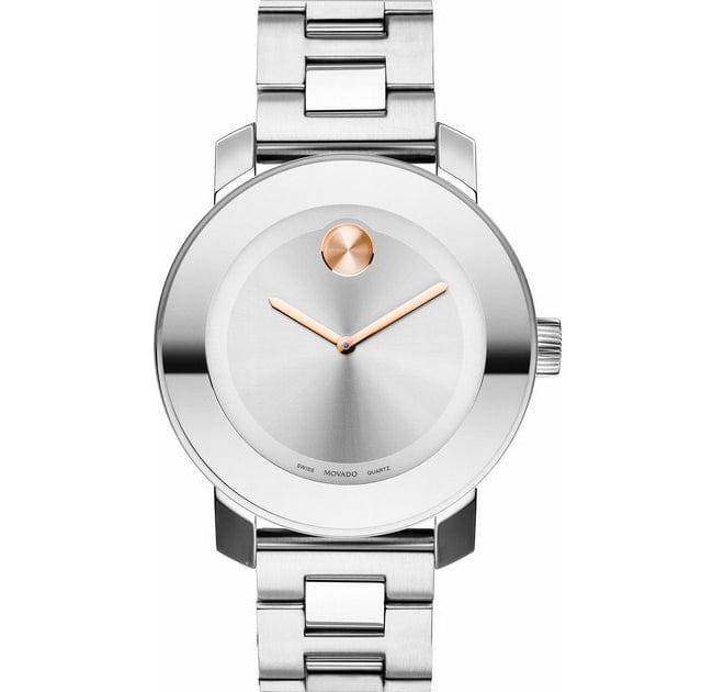 Movado Bold Silver Dial Silver Steel Strap Watch For Women - 3600084