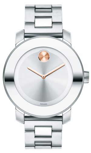 Movado Bold Silver Dial Silver Steel Strap Watch For Women - 3600084