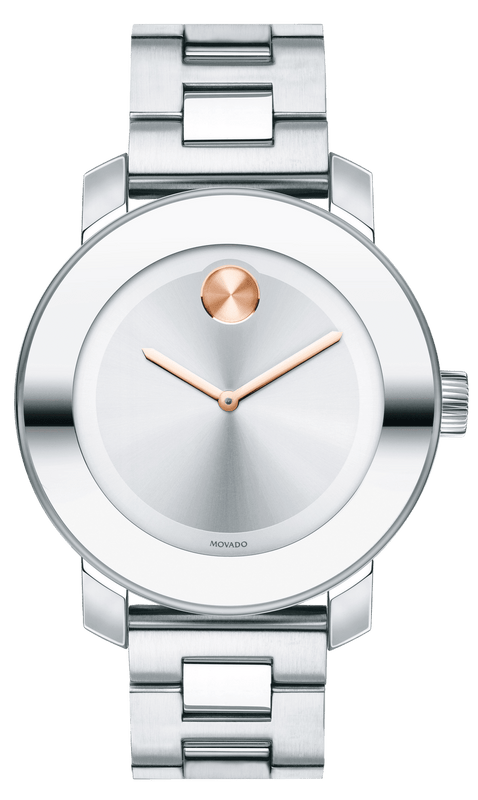 Movado Bold Silver Dial Silver Steel Strap Watch For Women - 3600084