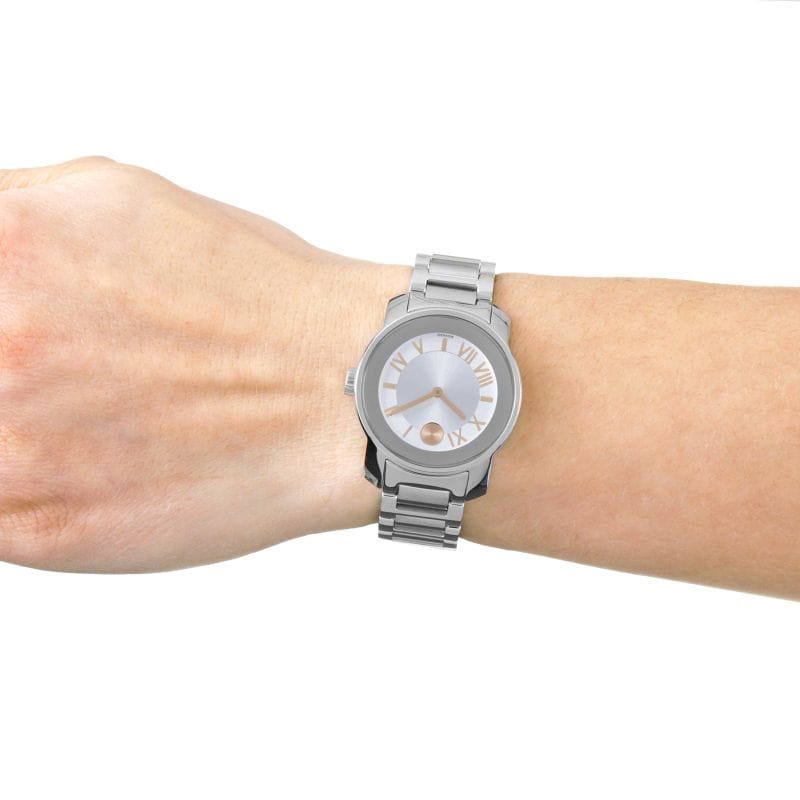 Movado Bold Silver Dial Silver Steel Strap Watch for Women - 3600244