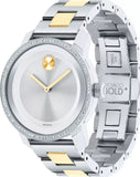 Movado Bold Diamonds Silver Dial Two Tone Steel Strap Watch for Women - 3600451