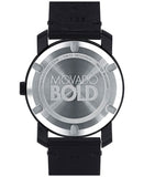Movado Bold TR90 Black Dial Black Leather Strap Watch For Men - 3600307