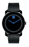 Movado Bold TR90 Black Dial Black Leather Strap Watch For Men - 3600307