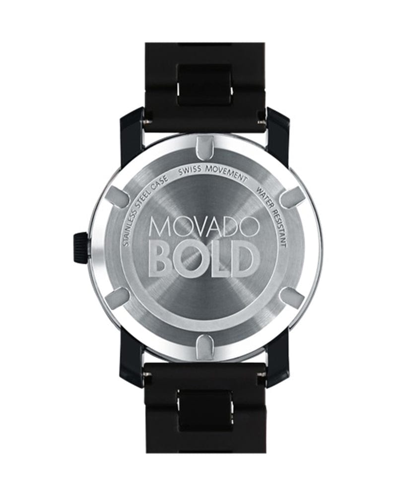 Movado Bold TR90 Black Dial Black Steel Strap Watch for Men - 3600099