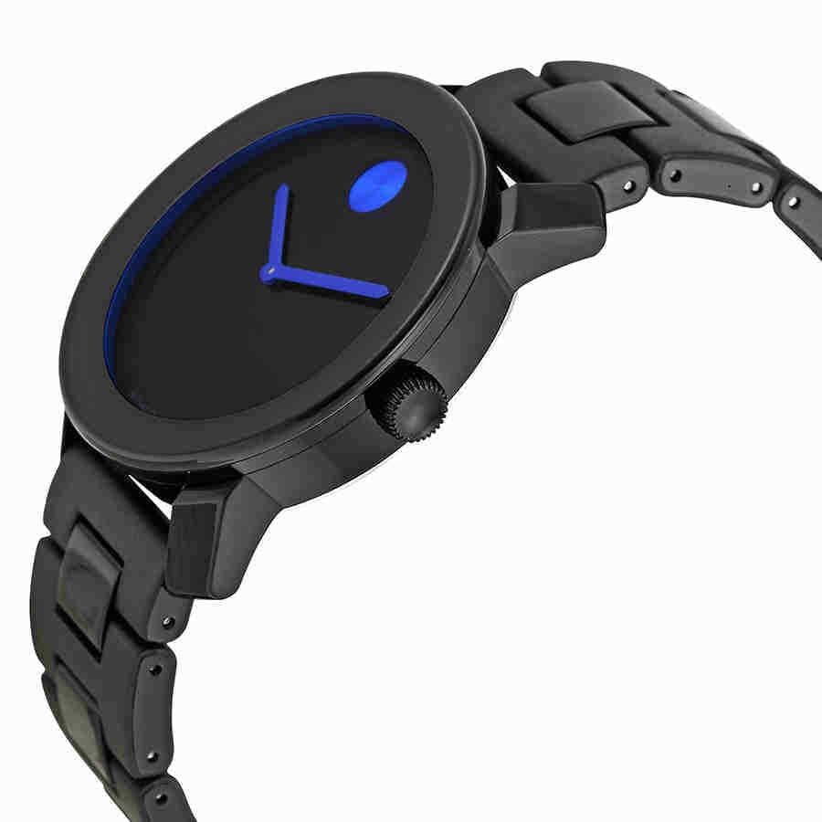 Movado Bold TR90 Black Dial Black Steel Strap Watch for Men - 3600099