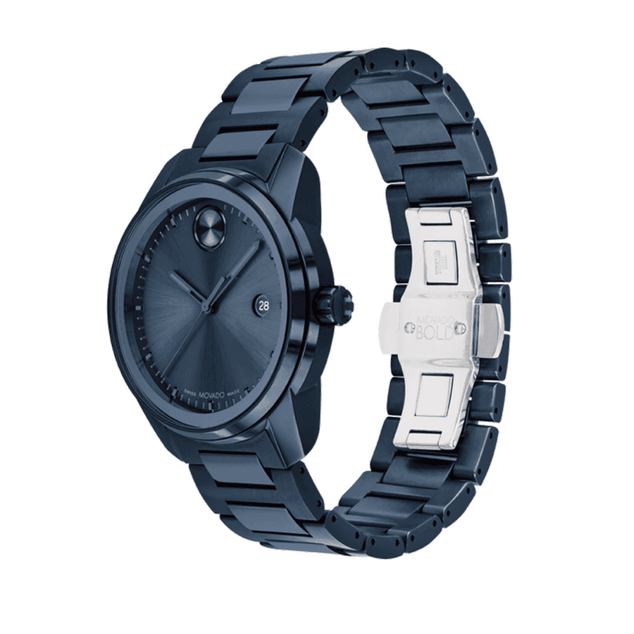 Movado Bold Verso Blue Dial Blue Steel Strap Watch for Men - 3600862