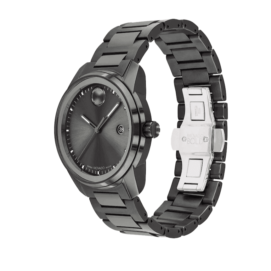 Movado Bold Verso Grey Dial Grey Steel Strap Watch for Men - 3600860