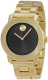 Movado Bold Black Dial Gold Steel Strap Unisex Watch - 3600397