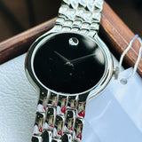 Movado Classic Quartz Black Dial Silver Steel Strap Watch for Men - 0606337