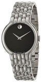 Movado Classic Quartz Black Dial Silver Steel Strap Watch for Men - 0606337