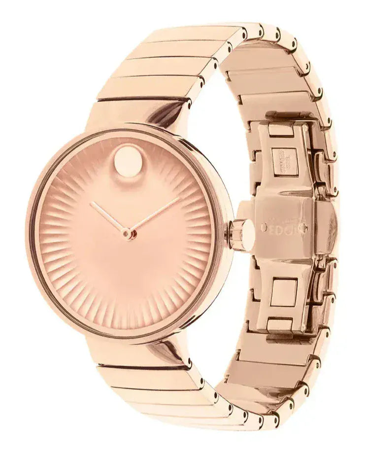 Movado Edge Rose Gold Dial Rose Gold Steel Strap Watch for Women - 3680013