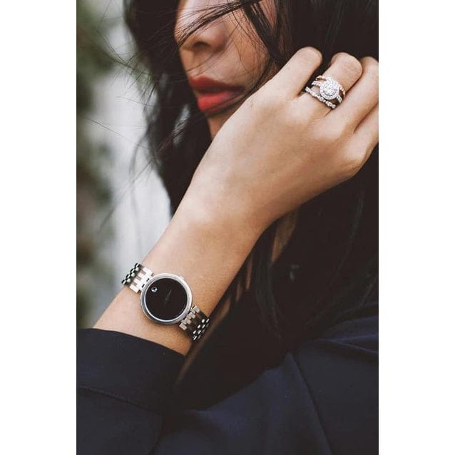 Movado Esperanza 28mm Black Dial Silver Steel Strap Watch For Women - 0607051