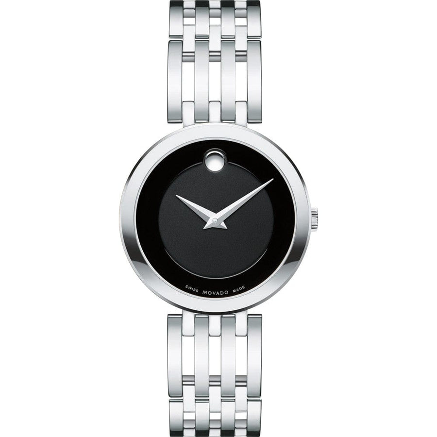 Movado Esperanza 28mm Black Dial Silver Steel Strap Watch For Women - 0607051