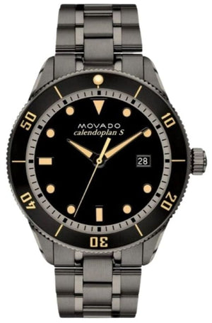 Movado Heritage Calendoplan Black Dial Silver Steel Strap Watch For Men - 3650095