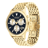 Movado Heritage Calendoplan Blue Dial Gold Steel Strap Watch for Men - 3650015