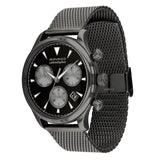 Movado Heritage Calendoplan Chronograph Black Dial Grey Mesh Strap Watch for Men - 3650100