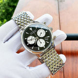 Movado Heritage Calendoplan Chronograph Black Dial Silver Steel Strap Watch for Men - 3650014