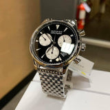 Movado Heritage Calendoplan Chronograph Black Dial Silver Steel Strap Watch for Men - 3650014