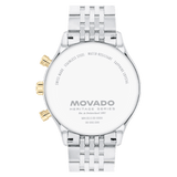 Movado Heritage Calendoplan Chronograph Black Dial Silver Steel Strap Watch for Men - 3650014