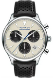 Movado Heritage Calendoplan Chronograph Silver Dial Black Leather Strap Watch for Men - 3650024