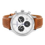 Movado Heritage Calendoplan Chronograph White Dial Brown Leather Strap Watch for Men - 3650008