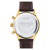 Movado Heritage Chronograph Green Dial Brown Leather Strap Watch For Men - 3650062