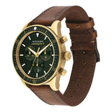 Movado Heritage Chronograph Green Dial Brown Leather Strap Watch For Men - 3650062