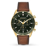 Movado Heritage Chronograph Green Dial Brown Leather Strap Watch For Men - 3650062