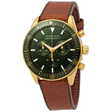 Movado Heritage 42mm Chronograph Green Dial Brown Leather Strap Watch For Men - 3650062