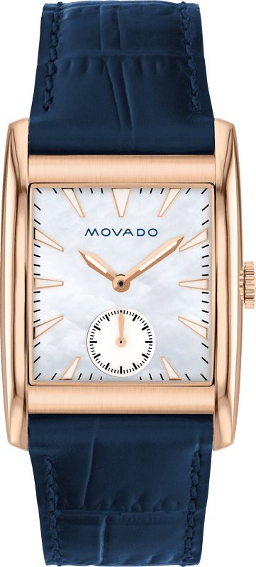 Movado Heritage Mother of Pearl White Dial Blue Leather Strap Watch For Women - 3650052