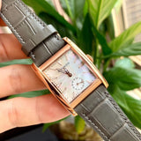 Movado Heritage Mother of Pearl White Dial Grey Leather Strap Watch For Women - 3650051