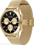 Movado Heritage Calendoplan Chronograph Black Dial Gold Mesh Strap Watch for Men - 3650098