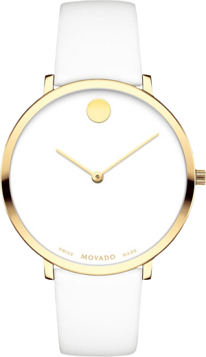 Movado 70th Anniversary Limited Edition White Dial White Leather Strap Watch For Women - 0607138