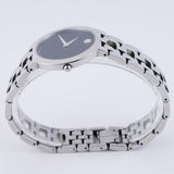 Movado Veturi Quartz Black Dial Silver Steel Strap Watch for Women - 0606338