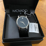 Movado Museum Black Dial Black Leather Strap Watch For Men - 2100002