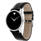 Movado Museum Black Dial Black Leather Strap Watch For Men - 2100002