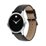 Movado Museum Black Dial Black Leather Strap Watch For Men - 2100002